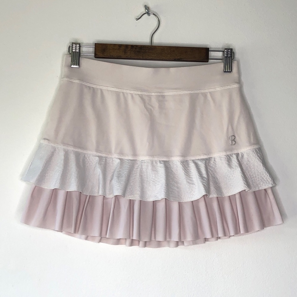 Sofibella Tennis Skort Blush Pink Embossed Reptile Print Ruffle Skirt